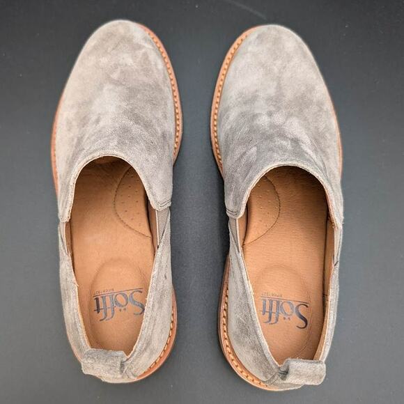 Sofft Naisbury II Womens 6.5 Taupe Slip-On Leather Upper Stacked Heel Pull Tabs - Picture 5 of 9